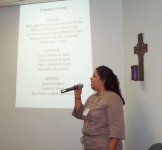 Valerie practicing for worship